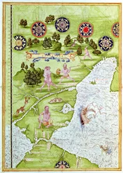 Fol.40v Mapa Magellanského průlivu, z 